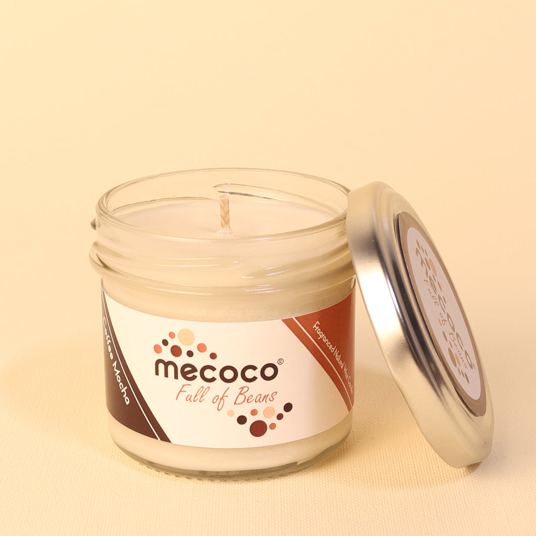 Full of Beans / Coffee Mocha, Beige Scented Soy Wax Candles