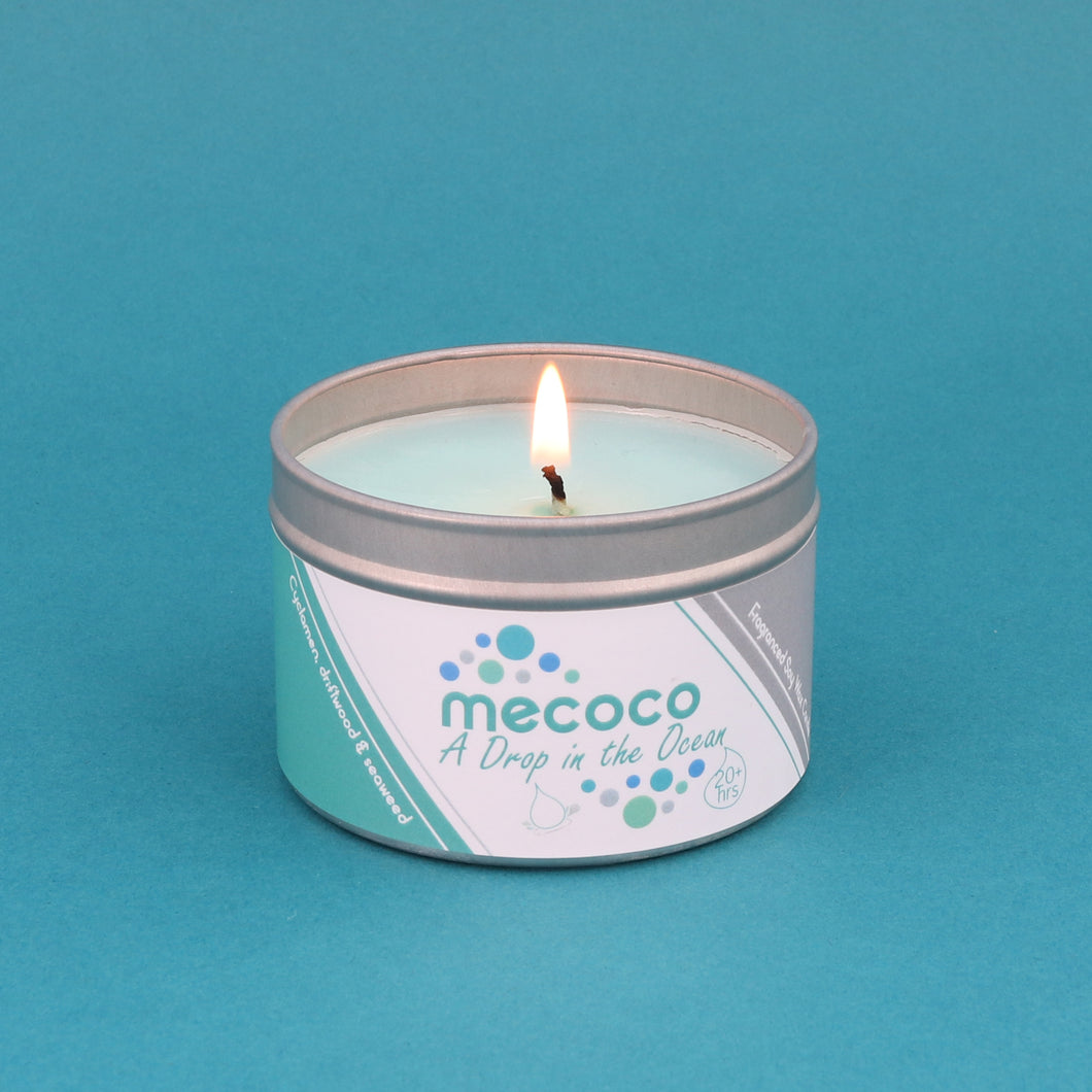 A Drop in the Ocean / Rocksalt & Driftwood, Blue Scented Soy Wax Candles