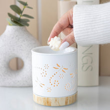 Load image into Gallery viewer, Wood effect Dragonfly ceramic Wax Melter
