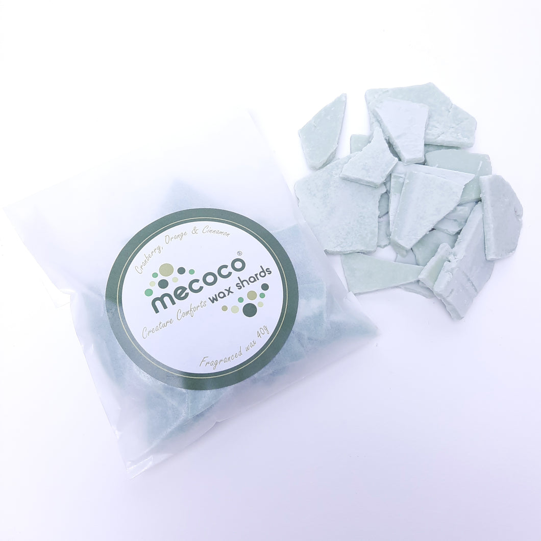 Creature Comforts / Cranberry, Orange & Cinnamon, Green Scented Soy Wax Shards refill bag