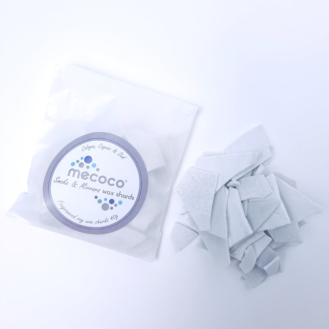 Smoke & Mirrors / Smokey, Whisky & Cologne, Grey Scented Soy Wax Shards refill bag