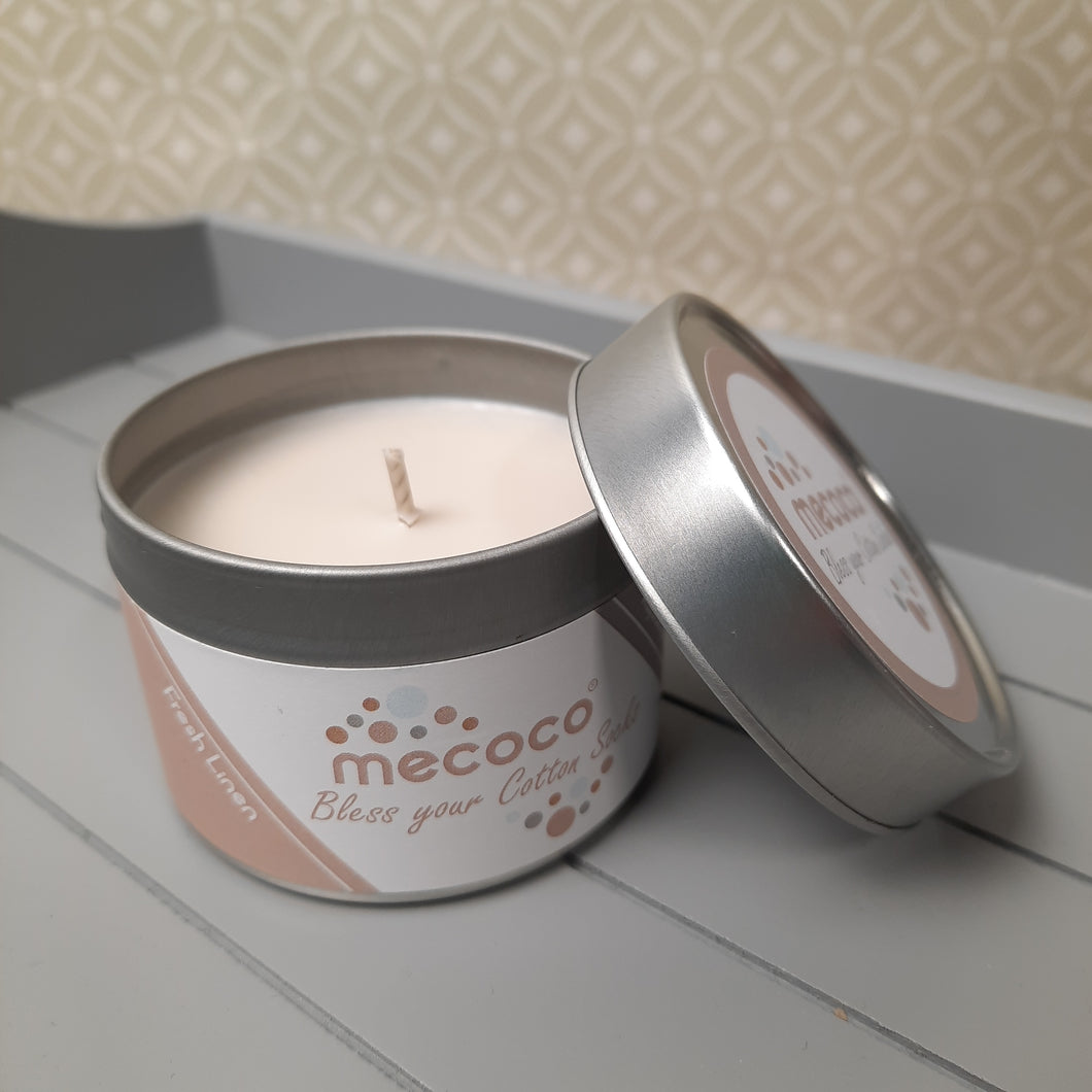 Bless your Cotton Socks / Fresh Linen, Beige Scented Soy Wax Candles