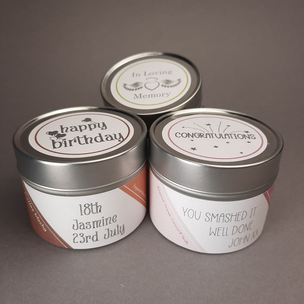 Personalised Scented Soy Wax Candles