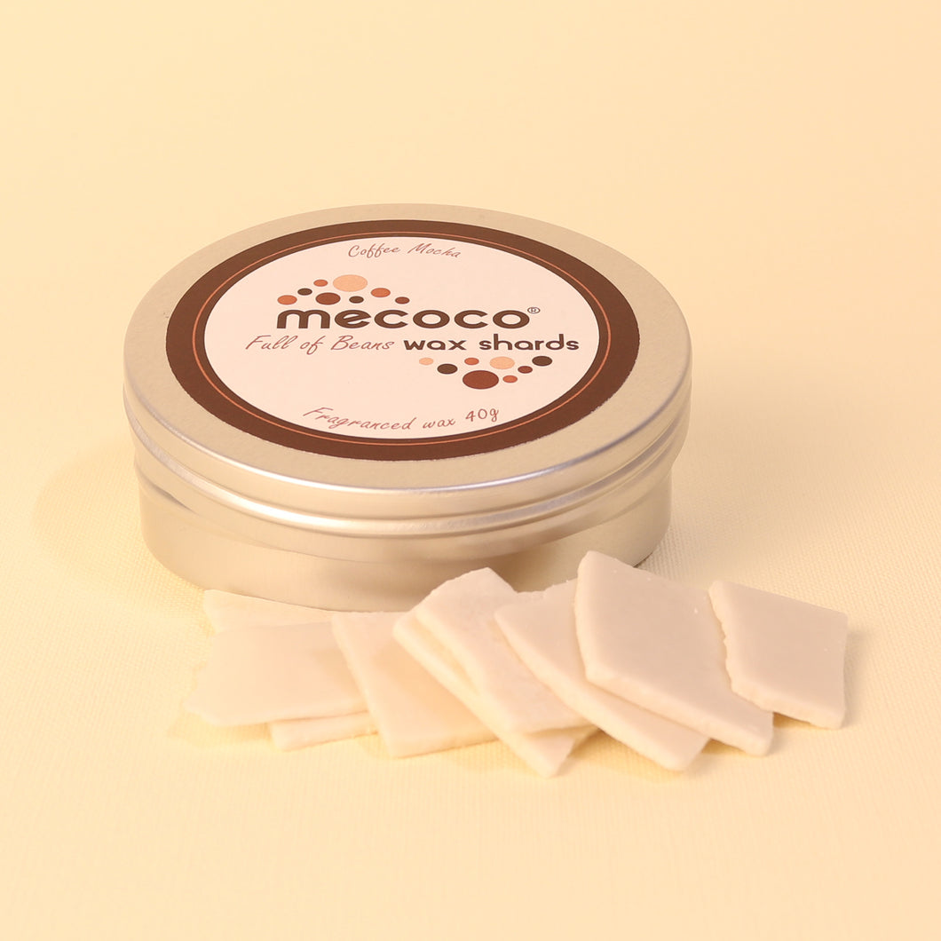 Full of Beans / Coffee Mocha, Beige Scented Soy Wax Shards Tin