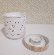 Load image into Gallery viewer, Wood effect Dragonfly ceramic Wax Melter

