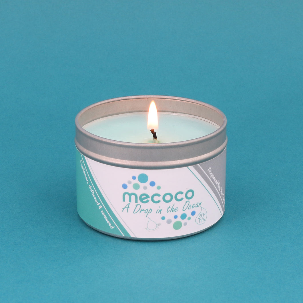 A Drop in the Ocean / Rocksalt & Driftwood, Blue Scented Soy Wax Candles