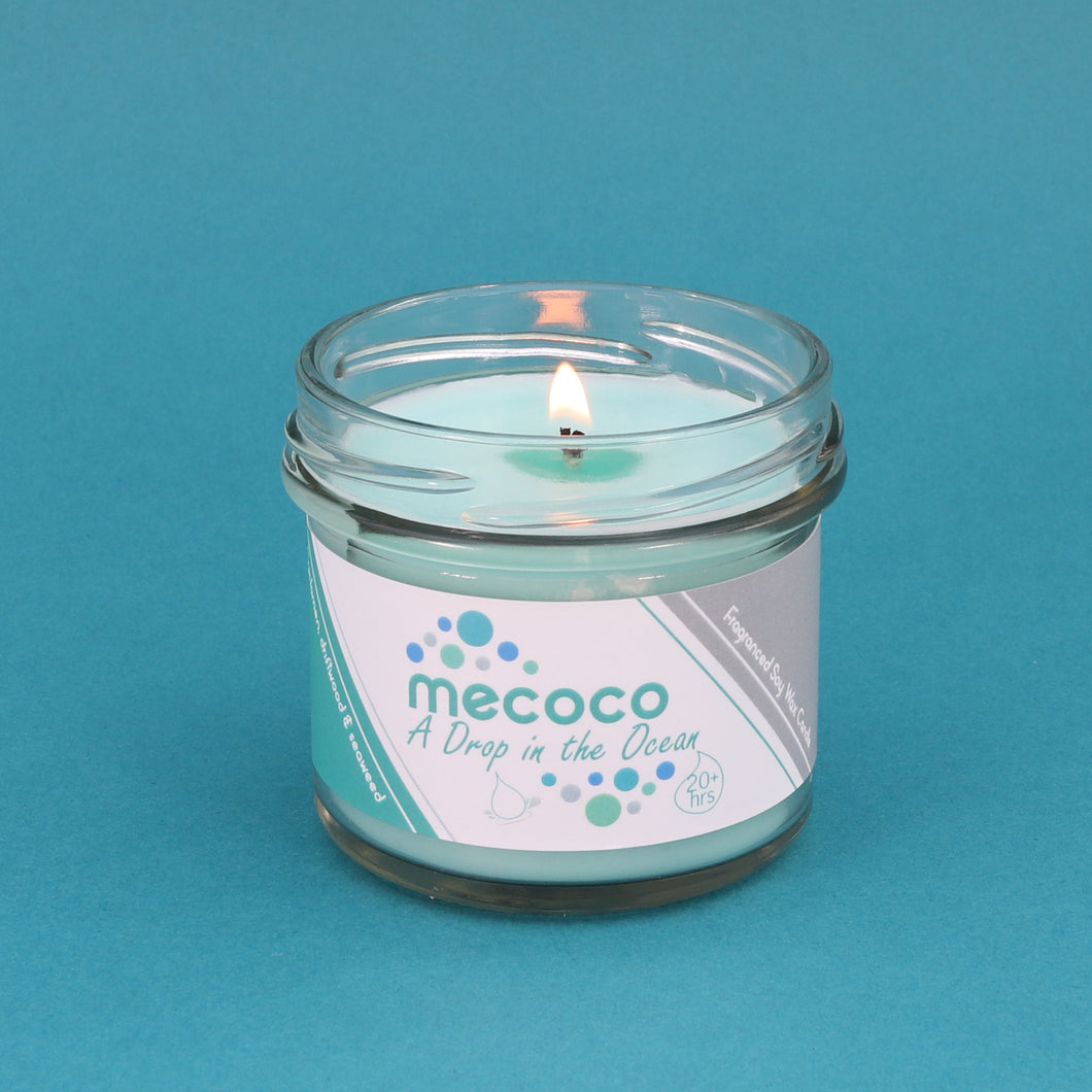 A Drop in the Ocean / Rocksalt & Driftwood, Blue Scented Soy Wax Candles