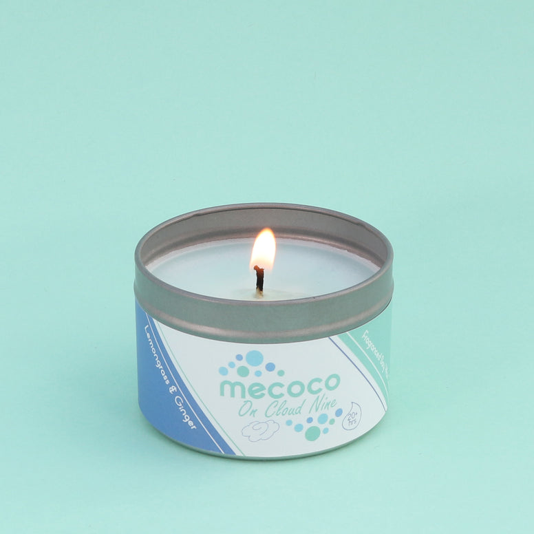 On Cloud Nine / Lemongrass & Ginger,  Blue Scented Soy Wax Candles