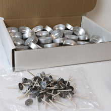 Load image into Gallery viewer, Aluminium Foil Tealight Cups and wicks for making your own
