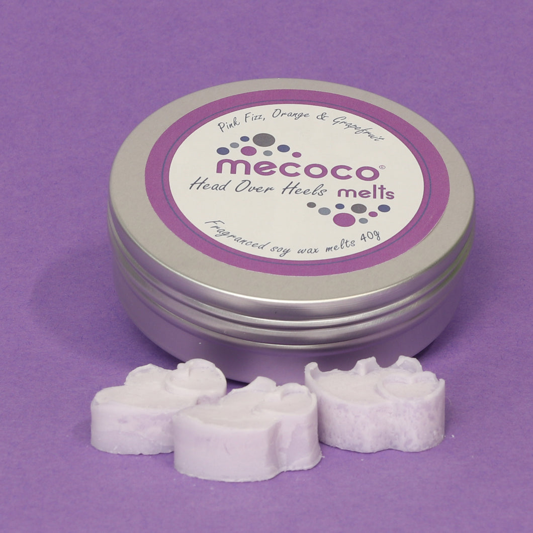 Head over Heels / Pink Fizz & Citrus, Purple Scented Soy Wax Melts Tin