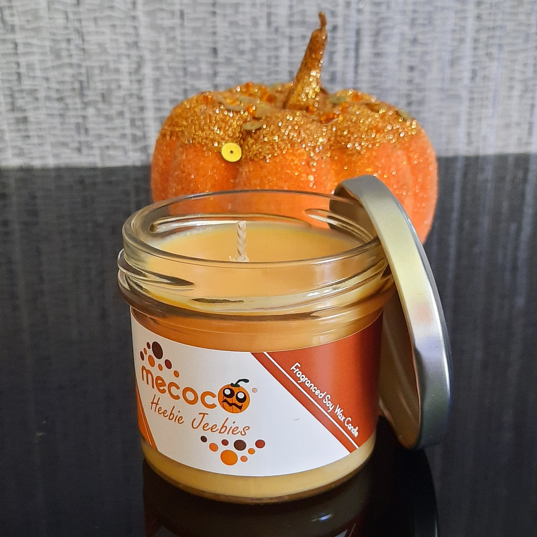 Heebie Jeebies / Pumpkin Spice, Orange coloured Scented Soy Wax Candles