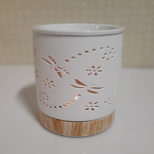 Load image into Gallery viewer, Wood effect Dragonfly ceramic Wax Melter

